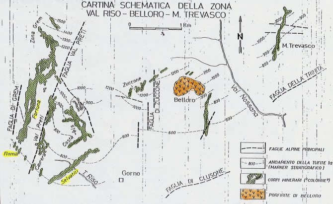 Carta delle miniere del monte Grem